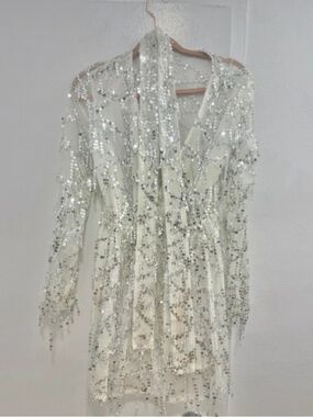 Sequin Embellished White dress